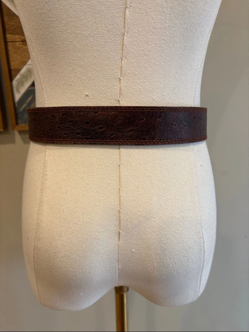 Vintage Brown Leather Belt with Triangle Buckle size Medium